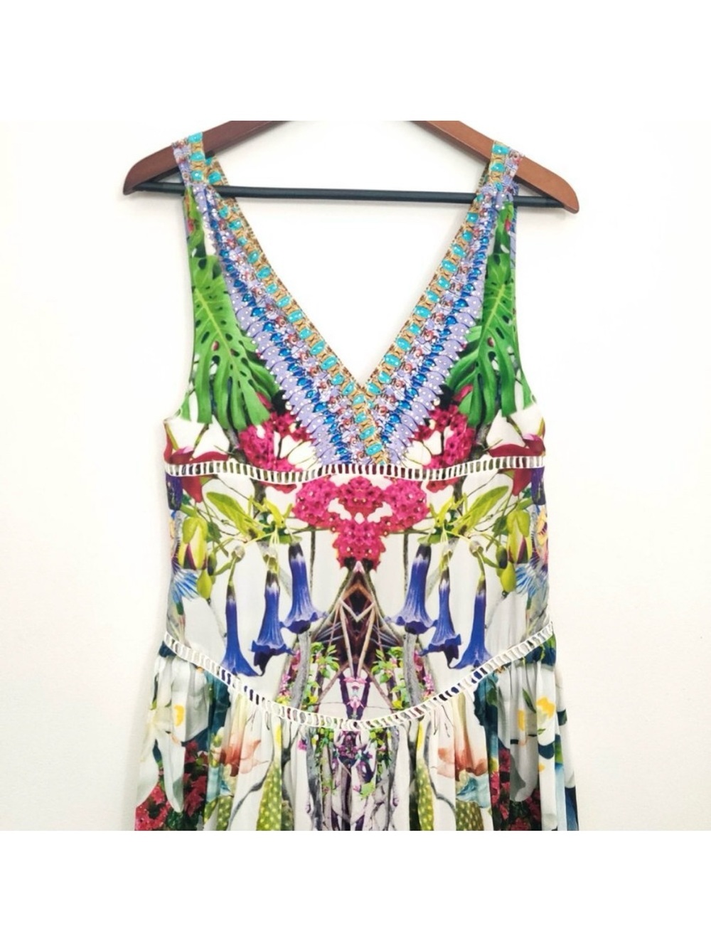 Camilla Tiered Sleeveless Silk Maxi Dress in Exotic Hypnotic US 8 - Picture 4 of 11
